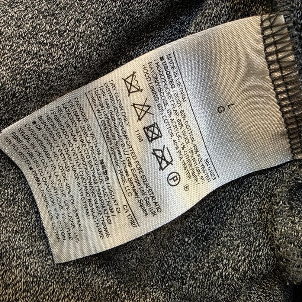 Banana Republic Mens Gray Quarter Zip Hoodie Speckled Wool Blend Hood‎ Large